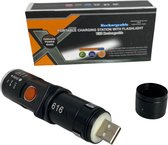 USB LED Zaklamp - Zaklamp - Mobiele Oplader - 5.200 mAh - Zwart