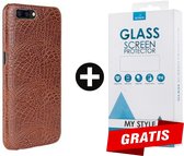 Backcover Slangenprint Fashion Hoesje iPhone 7 Plus Bruin - Gratis Screen Protector - Telefoonhoesje - Smartphonehoesje