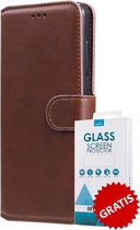 Kunstleer Bookcase Hoesje Met Pasjeshouder Huawei Mate 10 Lite Bruin - Gratis Screen Protector - Telefoonhoesje - Smartphonehoesje