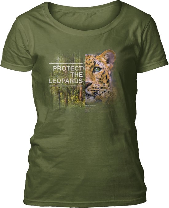Ladies T-shirt Protect Leopard Green XL