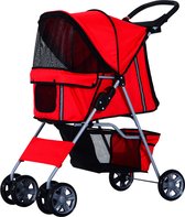 Paws Hondenbuggy met zonnedak en opbergnet rood 75 x 45 x 97cm