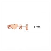 Aramat jewels ® - Oorbellen hartje zweerknopjes rosékleurig chirurgisch staal 8mm