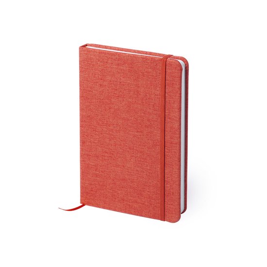 Schriften/notitieboekje rood met canvas kaft en elastiek 13 x 18 cm - 80x gelinieerde paginas - opschrijfboekjes