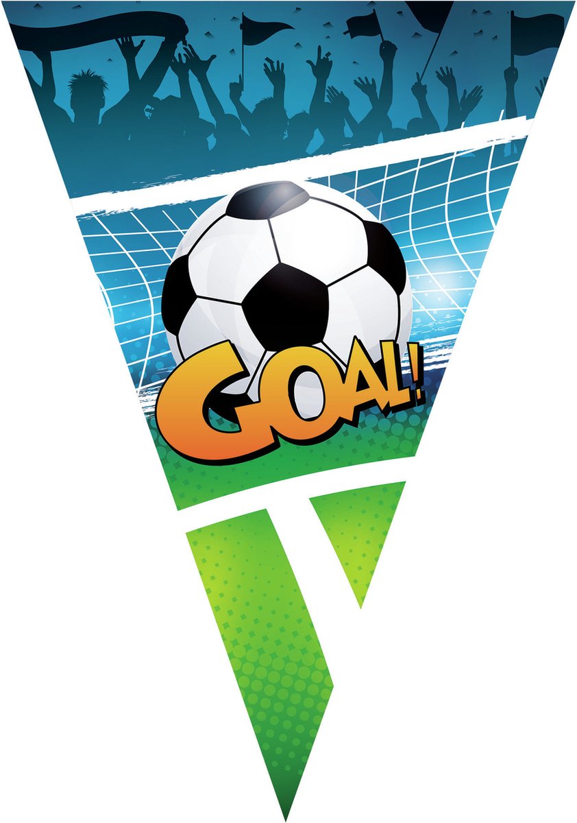 Funny Fashion Voetbal vlaggenlijn - 5 meter - 10 vlaggetjes - groen/ blauw - slingers