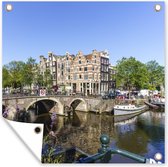 Tuinposters De Brouwersgracht in Amsterdam in de zomer - 50x50 cm - Tuindoek - Buitenposter