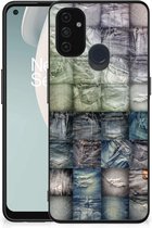 Telefoonhoesje OnePlus Nord N100 Leuk Hoesje met Zwarte rand Spijkerbroeken