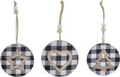 Ophangdecoratie DKD Home Decor Kerstmis Wit Zwart DM (9 pcs) (7.5 x 7.5 x 0.8 cm)