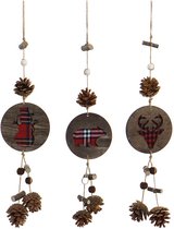 Ophangdecoratie DKD Home Decor Kerstmis Rood Pijnboom (3 pcs) (10 x 3.5 x 48 cm)