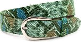Dames riem multi color met slangenprint 4 cm breed - Multi-color - Casual - Echt Leer - Taille: 110cm - Totale lengte riem: 125cm