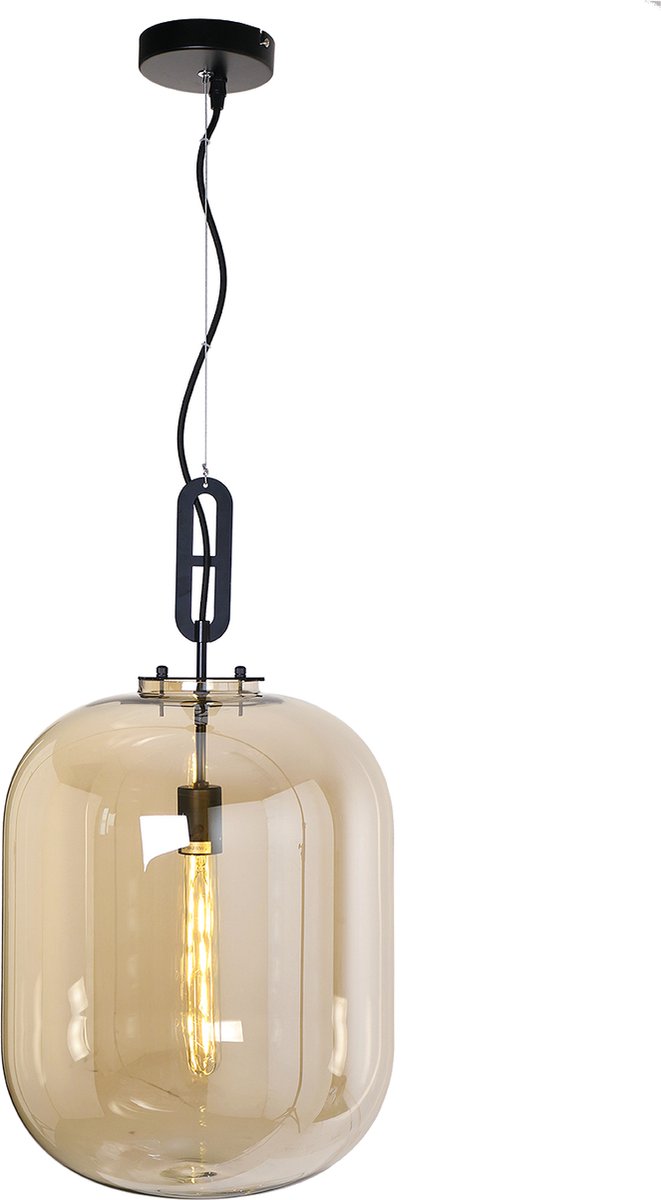 Hanglamp Larino Modern 35 cm 1 Lichts Goud Met Amber Glas | bol.com