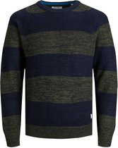 JACK & JONES Jack&Jones Pannel Stripe Knit Crew Neck BLAUW L