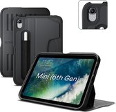 Zugu case - iPad mini Gen 6 (2021) - oersterke luxe flip-over case - volledige 360˚ bescherming – met multifunctionele standaard functie – geschikt voor Apple Pencil - Zwart