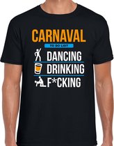 Carnaval t-shirt to do list zwart heren - Foute Carnaval outfit / kleding / verkleedkleding S