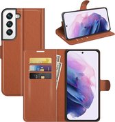 Samsung Galaxy S22 Plus (S22+) Hoesje - MobyDefend Kunstleren Wallet Book Case - Bruin - GSM Hoesje - Telefoonhoesje Geschikt Voor: Samsung Galaxy S22 Plus (S22+)