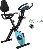 MoreLife Opvouwbare hometrainer - Opvouwbare hometrainer Fiets - Fietstrainer - 10 Niveaus - Verstelbare Weerstand Fietstrainer - Hartslagfunctie - BLAUW