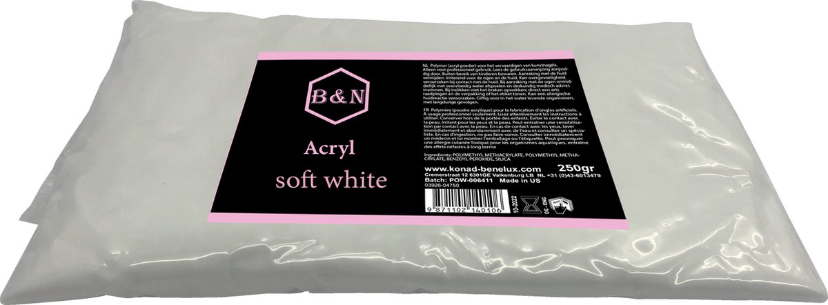 Acryl - soft white - 250 gr | B&N - acrylpoeder - VEGAN - acrylpoeder