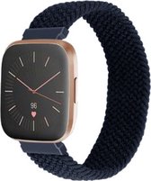 Bandje Voor Fitbit Versa Nylon Gevlochten Solo Band - Houtskool (Zwart) - Maat: M - Horlogebandje, Armband