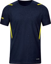 Jako Challenge T-Shirt Heren - Marine Gemeleerd / Fluogeel | Maat: L