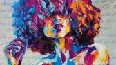 Schilderij - Geschilderde Vrouw, Multikleur, Premium Print op canvas