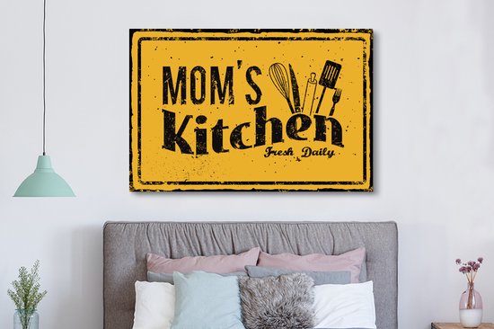 Tableau sur toile Cuisine - Maman - Vintage - 180x120 cm - Décoration murale XXL