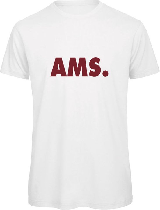 T-shirt wit S - AMS - bordeaux rood - soBAD. | Amsterdam | Unisex | T-shirt heren | T-shirt Dames