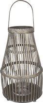 Windlicht Ø 31x69 cm Bruin Bamboe Rond Kaarsenhouder Sfeerverlichting