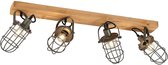 Lindby - plafondlamp hout - 4 lichts - metaal, dennenhout - H: 17.8 cm - E14 - donkergrijs,
