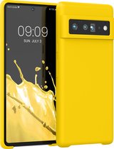kwmobile telefoonhoesje voor Google Pixel 6 Pro - Hoesje met siliconen coating - Smartphone case in stralend geel