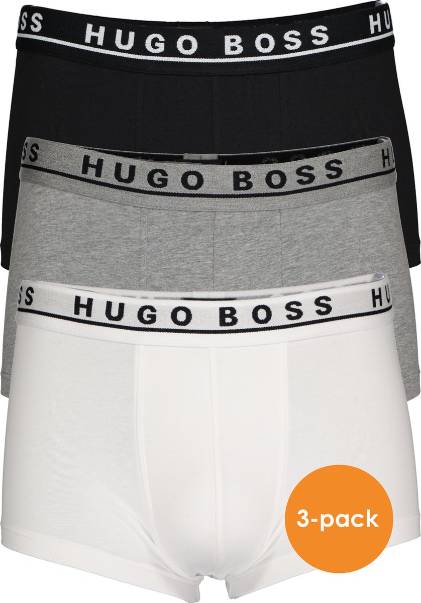 Hugo Boss 3-pack Boxershort / Trunk Cotton Stretch Wit, Grijs, Zwart
