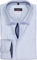 ETERNA modern fit overhemd - twill structuur heren overhemd - lichtblauw (donkerblauw contrast) - Strijkvrij - Boordmaat: 38