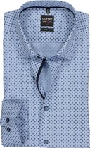 OLYMP Level 5 body fit overhemd - mouwlengte 7 - lichtblauw dessin (contrast) - Strijkvrij - Boordmaat: 41