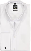 OLYMP No. Six super slim fit overhemd - dubbele manchet - wit - Strijkvriendelijk - Boordmaat: 38