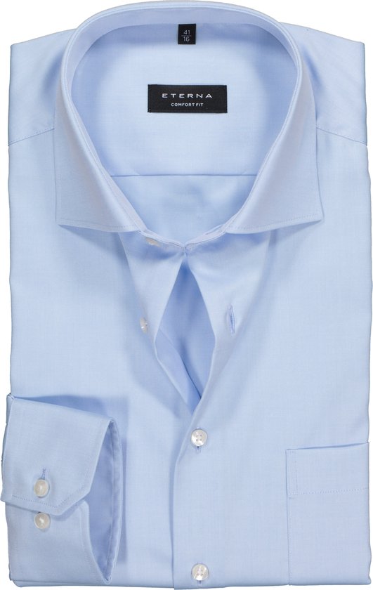 ETERNA comfort fit overhemd - mouwlengte 7 - niet doorschijnend twill heren overhemd - lichtblauw - Strijkvrij - Boordmaat: