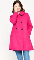 LOLALIZA Halflange jas met babykraag - Fuchsia - Maat L