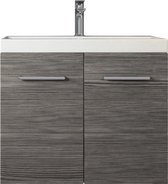 Badplaats Badkamermeubel Set Toledo 01 60 cm x 35 cm - Grijs Eiken - Badmeubel met Wastafel