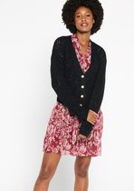 LOLALIZA Grof gebreide cardigan met knopen - Zwart - Maat XL