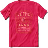 50 Jaar Legendarisch Gerijpt T-Shirt | Okergeel - Ivoor | Grappig Verjaardag Cadeau | Dames - Heren | - Roze - XL