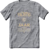 80 Jaar Legendarisch Gerijpt T-Shirt | Grijs - Ivoor | Grappig Verjaardag Cadeau | Dames - Heren | - Donker Grijs - Gemaleerd - M
