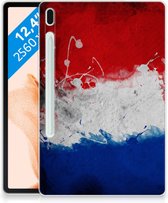 Siliconen Hoesje Bumper Samsung Galaxy Tab S7FE Backcase Nederlandse Vlag met doorzichte zijkanten