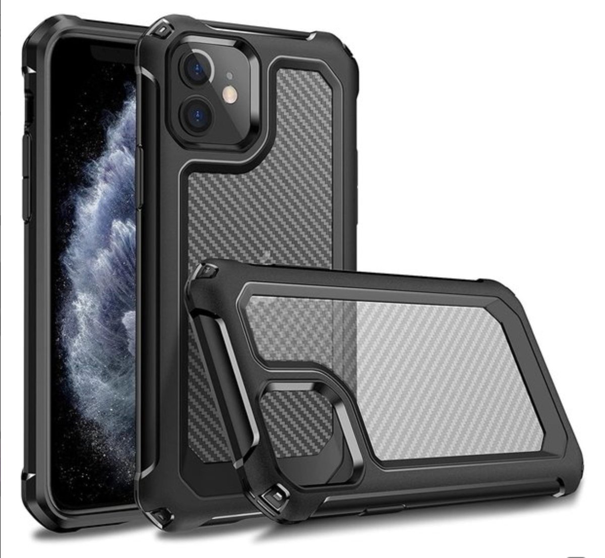 Iphone 13 Pro Back cover - Super sterke achterkant hoesje - Carbon Fiber - Full cover - Shield case - Geschikt voor IPhone 13 Pro - anti shock case Iphone 13 Pro Carbon fiber