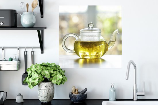 Affiche Herbes dans une théière en verre - 50x50 cm