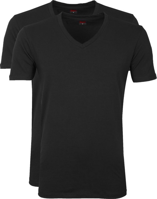 Levi's - T-Shirt V-Hals Zwart 2-Pack - Heren - Maat S - Slim-fit