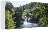 Canvas Schilderij Watervallen in het Nationaal park Krka in Kroatië - 80x40 cm - Wanddecoratie