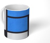 Mok - Koffiemok - Compositie met blauw, rood, zwart, geel en grijs - Piet Mondriaan - Mokken - 350 ML - Beker - Koffiemokken - Theemok