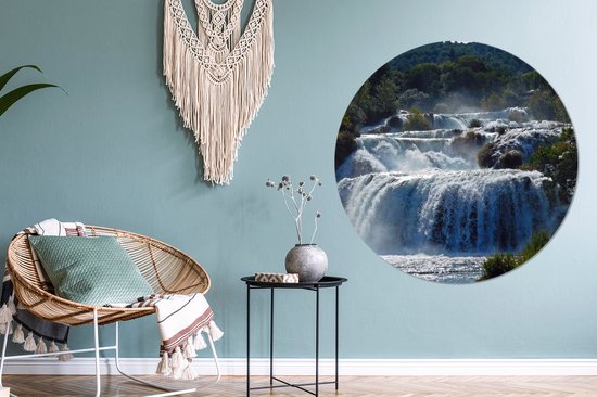 WallCircle - Wall Circle - Wall Circle - Cascades empilées dans les rivières du parc national de Krka en Croatie - Aluminium - Dibond - 120x120 cm - Intérieur et extérieur XXL