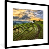 Fotolijst incl. Poster - Een prachtig wolkenveld boven de rijstvelden van Thailand - 40x40 cm - Posterlijst