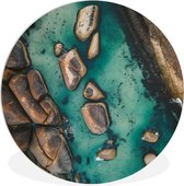 WallCircle - Wall Circle - Wall Circle Indoor - Water - Pierres - Mer - 120x120 cm - Décoration murale - Peintures Ronds XXL