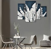 Handgeschilderd olieverfschilderij in etnische stijl BOYA - 80 x 110 cm - Blauw en wit