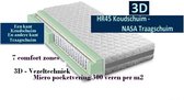 Aloe Vera - Eenpersoons Matras 3D - MICROPOCKET Koudschuim/Traagschuim 7 ZONE 23 CM   - Stevig ligcomfort - 90x200/23