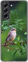 Geschikt voor Samsung Galaxy S21 FE hoesje - Vogel - Boom - Bos - Siliconen Telefoonhoesje